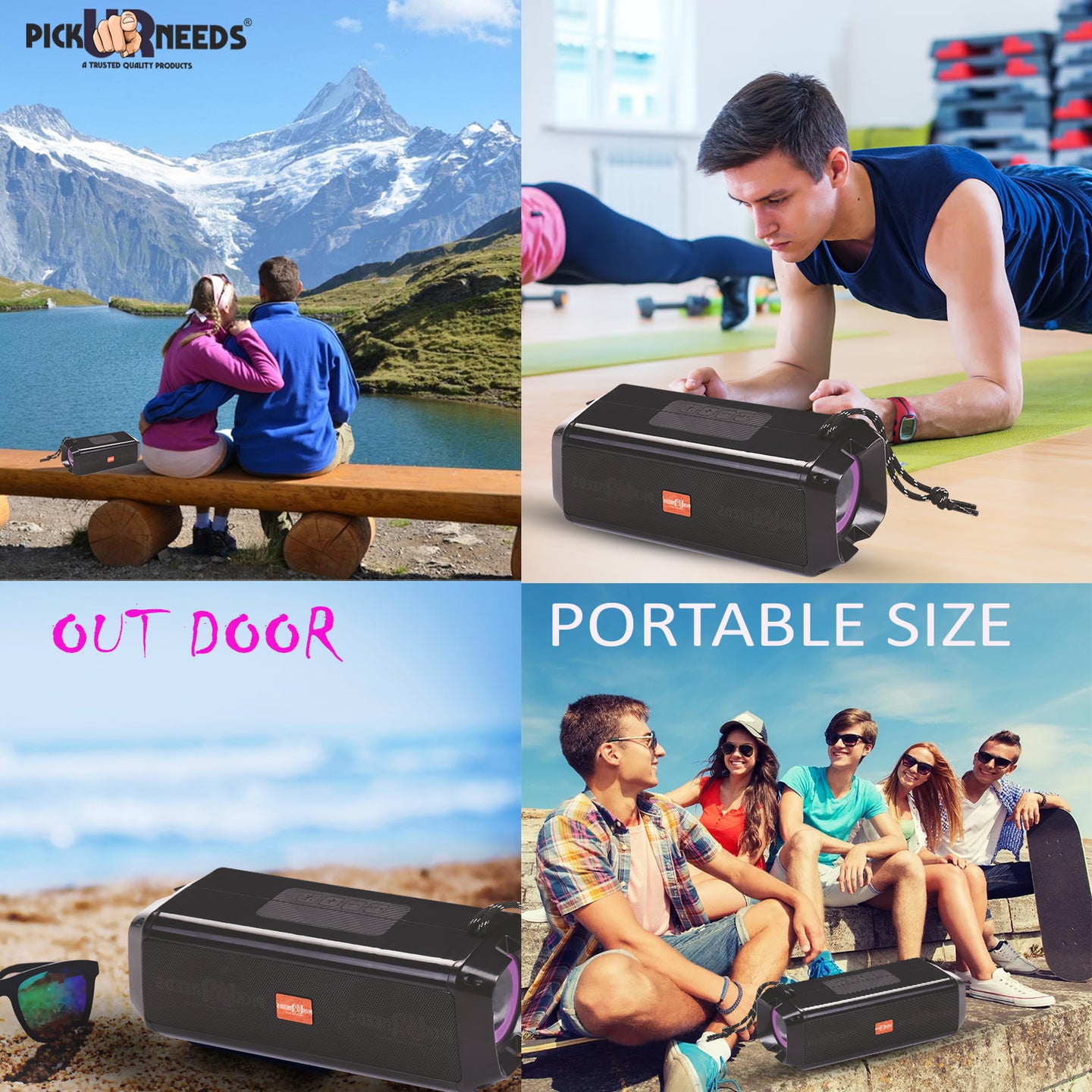 Pick Ur Needs Mini Wireless Soundbar System With RGB Disco Light TF Card / USB / Radio Support 10 W Bluetooth Speaker  (White, 5.0 Channel)